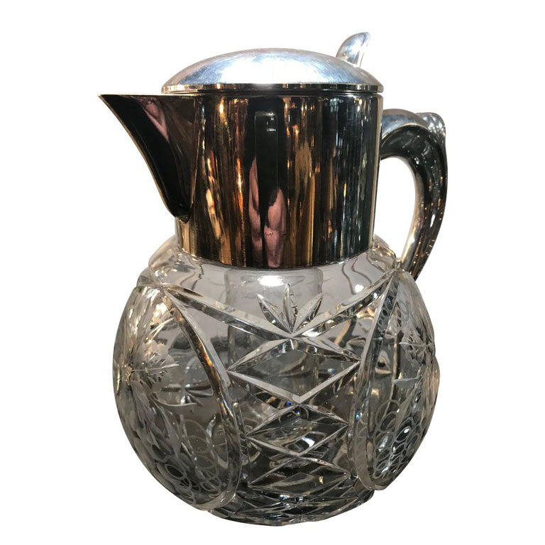 CUT GLASS AND SILVER PLATED LEMONADE OR COCKTAIL JUG