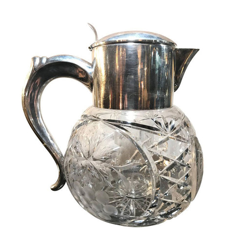 CUT GLASS AND SILVER PLATED LEMONADE OR COCKTAIL JUG