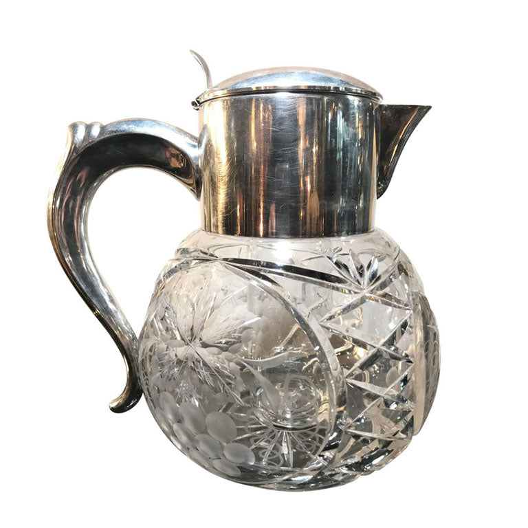 CUT GLASS AND SILVER PLATED LEMONADE OR COCKTAIL JUG