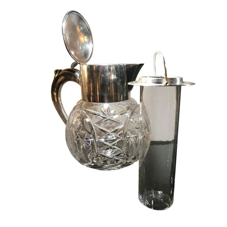 CUT GLASS AND SILVER PLATED LEMONADE OR COCKTAIL JUG