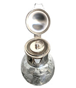 ENGLISH SILVER PLATED CRYSTAL LEMONADE / COCKTAIL JUG WITH ENGRAVED LEAVES