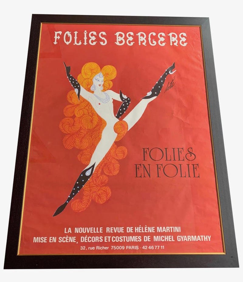 FABULOUS ORIGINAL 1960S LARGE FOLIES BERGERE POSTER BY ARTIST ALAIN GOURDON