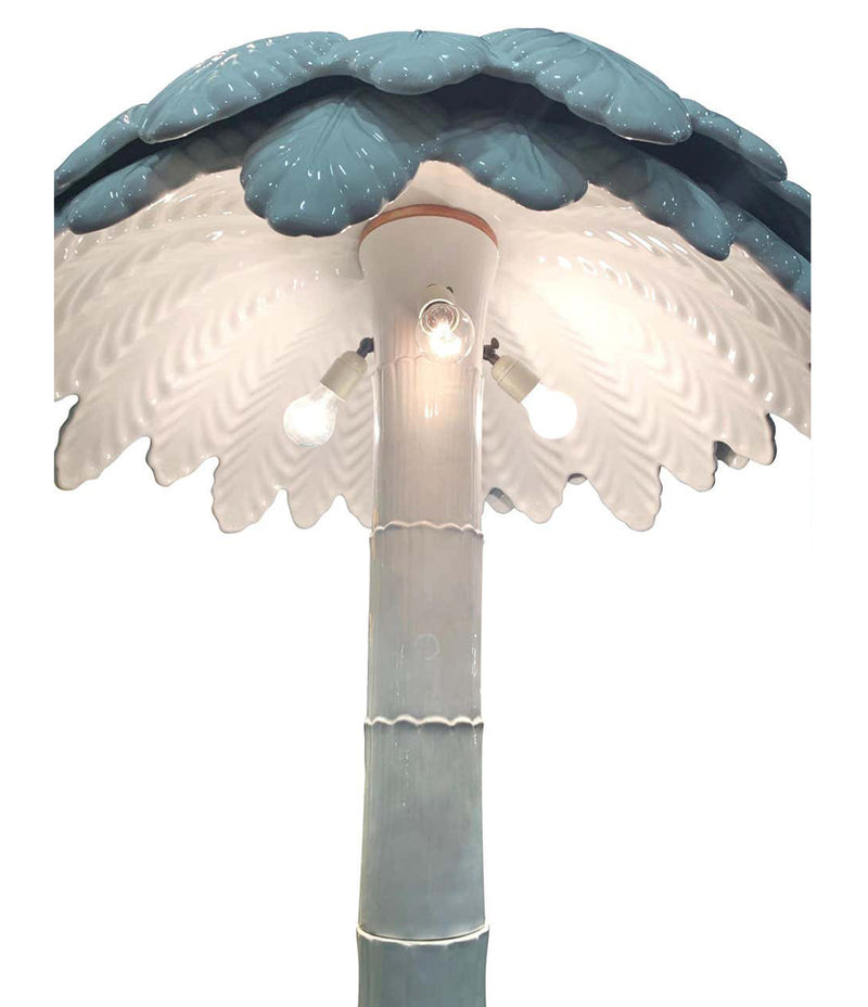 FANTASTIC LARGE 1970S ITALIAN WHITE CERAMIC PALM TREE FLOOR LAMP
