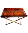 FAUX TORTOISESHELL SIDE TABLE WITH BRASS DETAILING