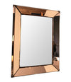 FRENCH ART DECO ROSE COLORED MIRROR WITH BRASS CORNERS