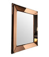 FRENCH ART DECO ROSE COLORED MIRROR WITH BRASS CORNERS