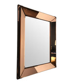 FRENCH ART DECO ROSE COLORED MIRROR WITH BRASS CORNERS