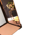 FRENCH ART DECO ROSE COLORED MIRROR WITH BRASS CORNERS