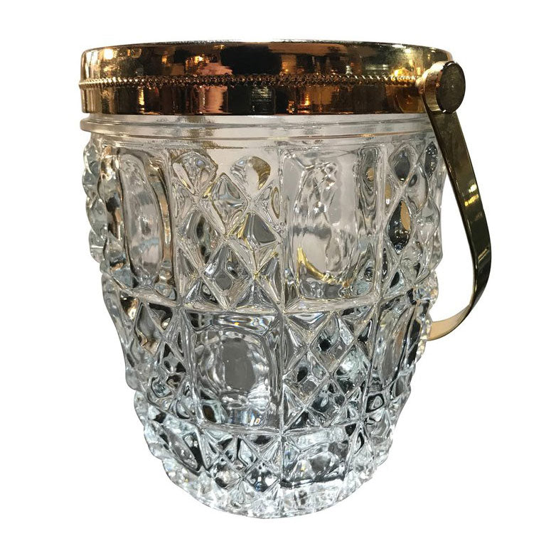 FRENCH FACETED GLASS ICE BUCKET