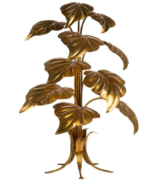 FRENCH GILT METAL PLANT FLOOR LAMP