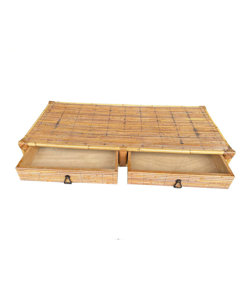 Mid Century Coffee Table bamboo and rattan French 1960s