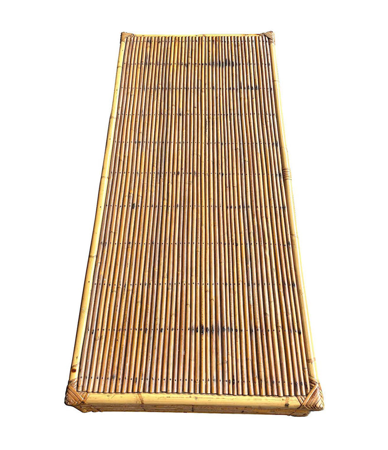 Mid Century Coffee Table bamboo and rattan French 1960s