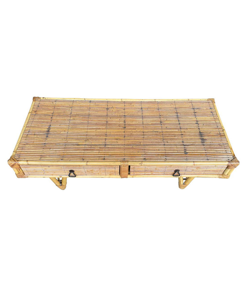 Mid Century Coffee Table bamboo and rattan French 1960s