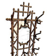 FRENCH ART NOUVEAU FAUX BAMBOO CAST IRON COAT RACK WITH ORIGINAL MIRROR PLATE