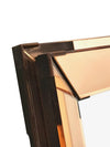 FRENCH ART DECO ROSE COLORED MIRROR WITH BRASS CORNERS