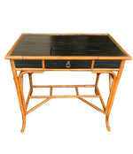 FRENCH RIVIERA STYLE BAMBOO AND RATTAN DESK WITH SINGLE DRAWER