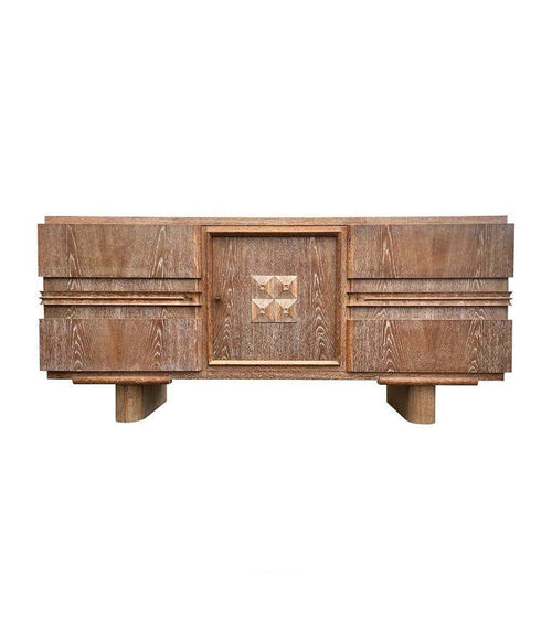 Fabulous Art Deco Limed Oak Three Doored Sideboard by Francisque Chaleyssin - Ed Butcher