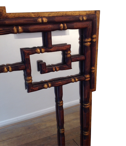 Faux bamboo Chinoiserie wooden mirror 1920s