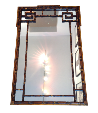 Faux bamboo Chinoiserie wooden mirror 1920s