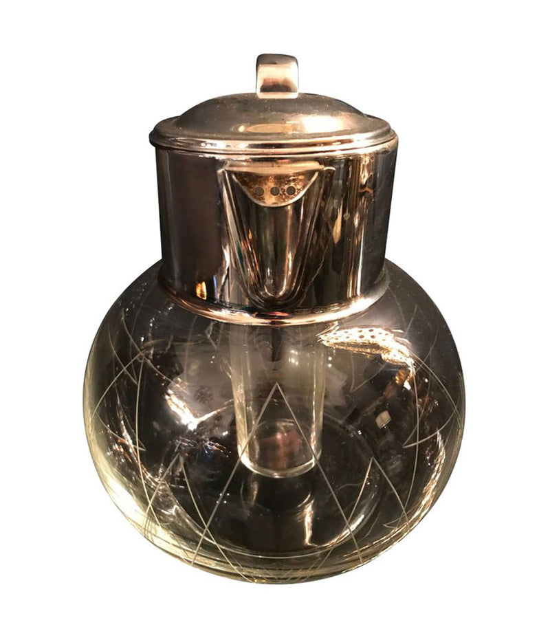 GLASS COCKTAIL JUG WITH SILVER PLATED HANDLES