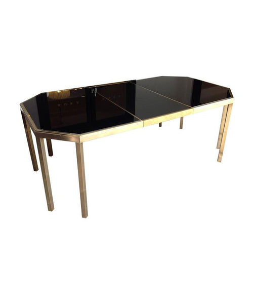 GUY LEFEVRE BRASS EXTENDABLE DINING TABLE FOR MAISON JANSEN