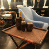 GABRIELLA CRESPI BAMBOO AND WICKER SIDE TABLE