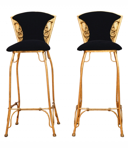 Gilt metal cobra stools 