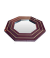 1970s Octagonal mirror by Jean Cluade Mahey with brass inlay frame in burgundy brown - Mid Century Mirrors