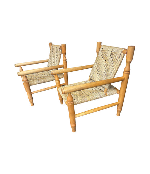 Mid Century armchair - Mid Century Furniture - Vintage Armchairs - Audoux Minet chairs - Woven Chairs - Rope Chairs - Ed Butcher Antiques - Antique Shop London
