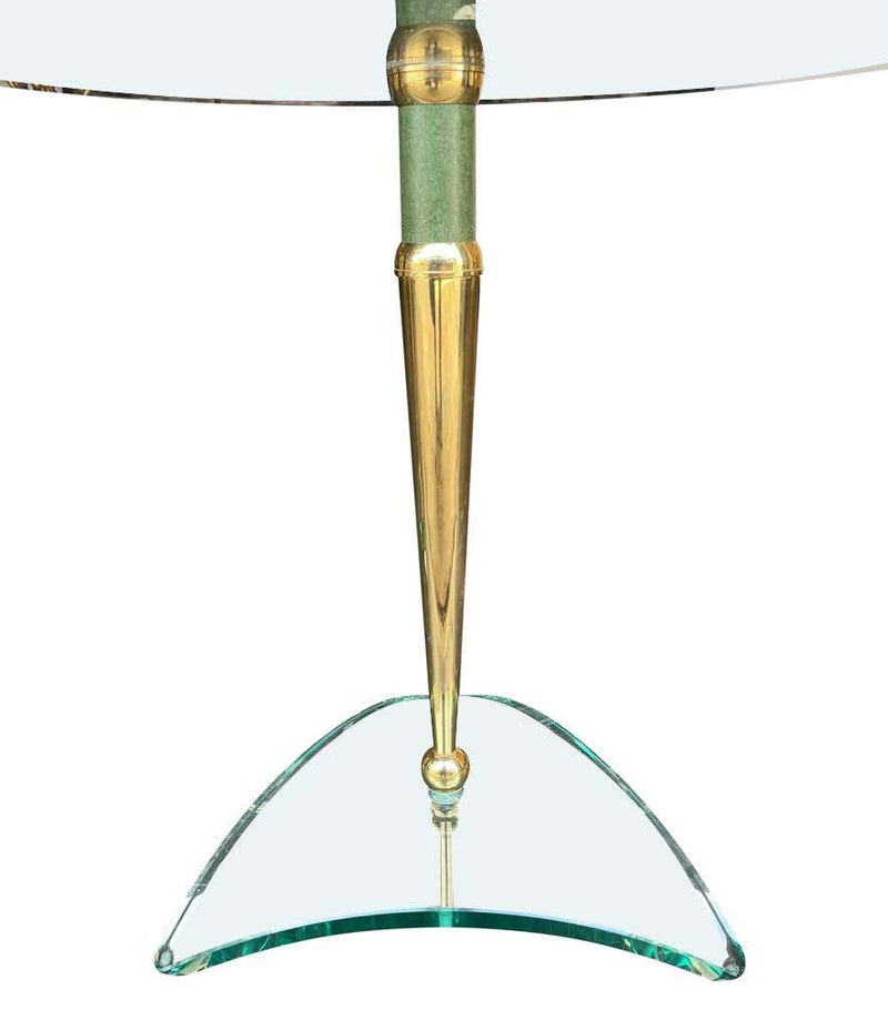 Pair of Glass and Brass Circular Side Tables in the Style of Fontana Arte - Mid Century Furniture - Ed Butcher