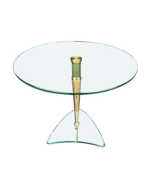 Pair of Glass and Brass Circular Side Tables in the Style of Fontana Arte - Mid Century Furniture - Ed Butcher