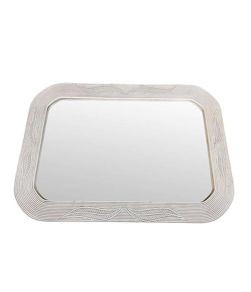 Italian 1970s Bamboo Whitewashed Rectangular Mirror by Vivai del Sud - Ed Butcher Antiques