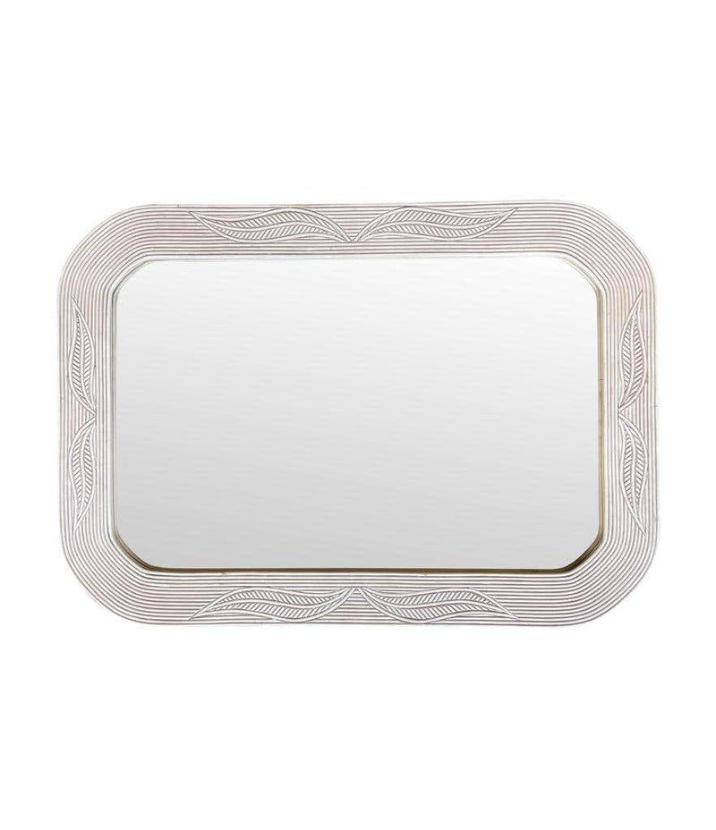 Italian 1970s Bamboo Whitewashed Rectangular Mirror by Vivai del Sud - Ed Butcher Antiques