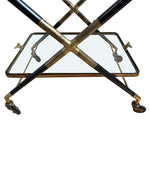 1950s Bar Trolley - Black Lacquered Wood and Brass - Cesare Lacc - Mid Century Furniture - Ed Butcher Antiques