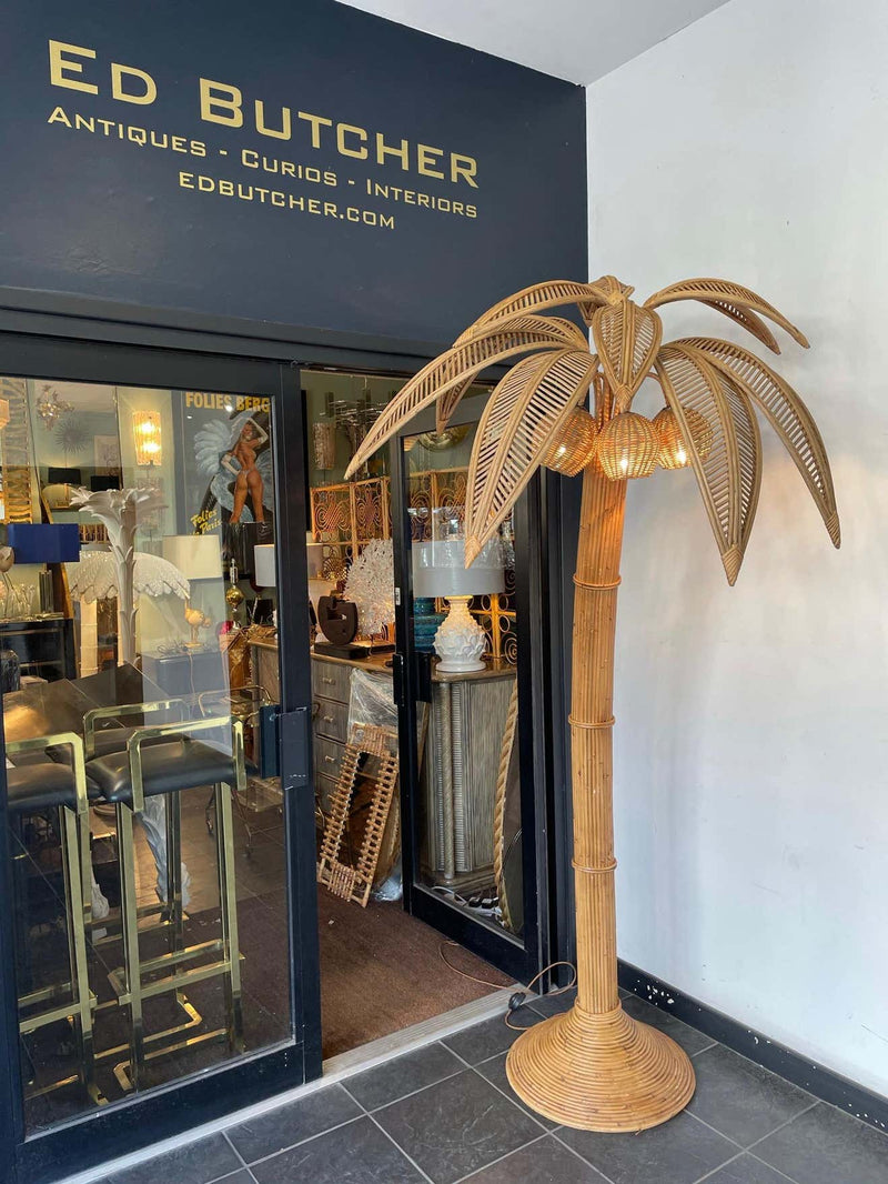 Large Rattan Palm Tree Large Rattan Palm Tree Floor Light - Mid Century Lighting - Ed Butcher ...