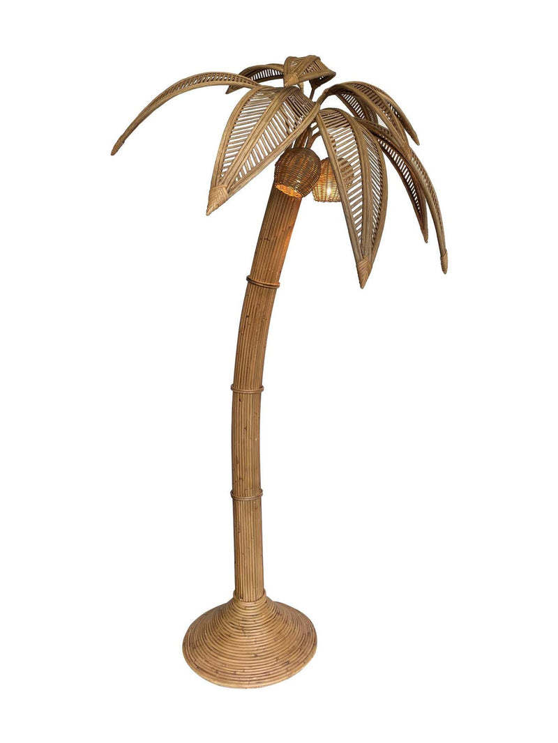 Large Rattan Palm Tree Floor Light - Mid Century Lighting - Ed Butcher Antiques