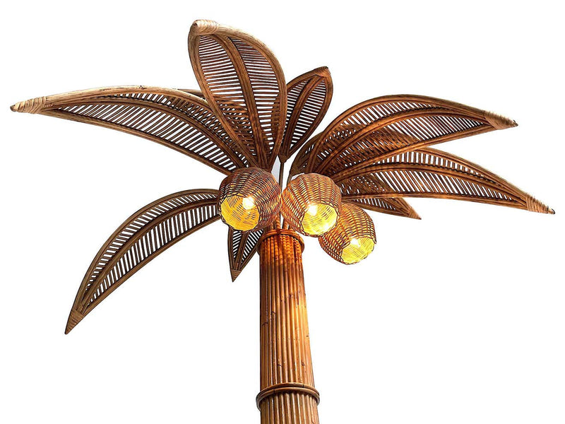 Large Rattan Palm Tree Floor Light - Mid Century Lighting - Ed Butcher Antiques