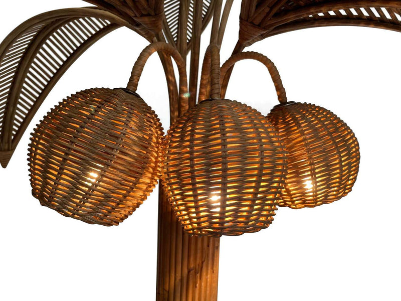 Large Rattan Palm Tree Floor Light - Mid Century Lighting - Ed Butcher Antiques