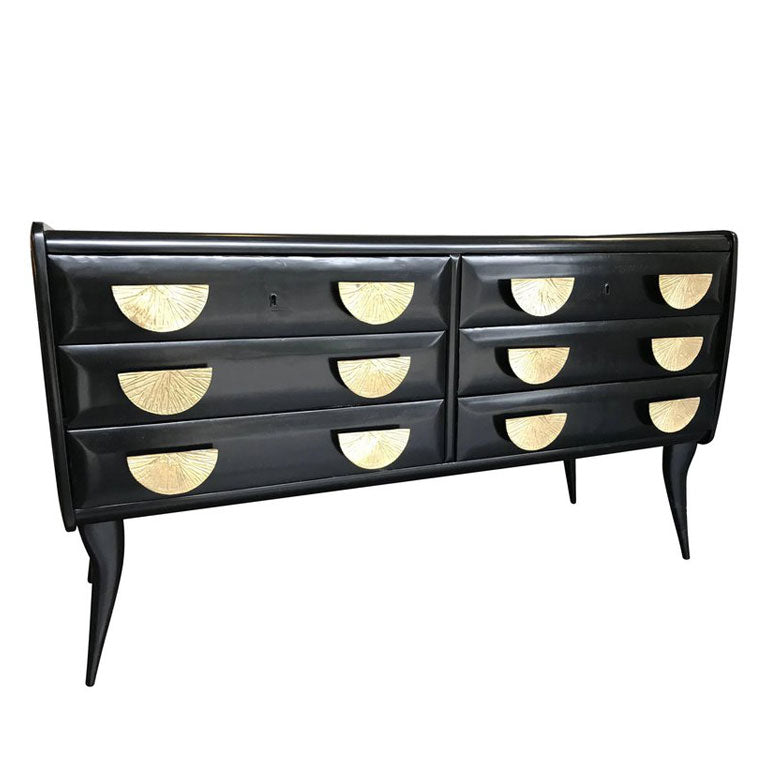 ITALIAN 1950S EBONISED CHEST OF DRAWERS