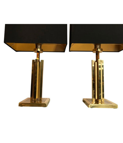 PAIR OF WILLY RIZZO BRASS TABLE LAMPS