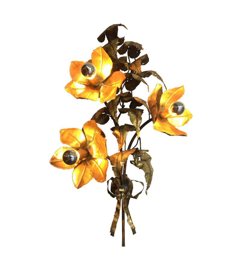 ITALIAN BRASS FLOWER WALL LIGHT BY P MAS ROSSI