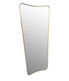 MEDIUM ITALIAN SHIELD MIRROR WITH BRASS SURROUND IN THE STYLE OF GIO PONTI