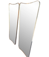 MEDIUM ITALIAN SHIELD MIRROR WITH BRASS SURROUND IN THE STYLE OF GIO PONTI