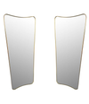 MEDIUM ITALIAN SHIELD MIRROR WITH BRASS SURROUND IN THE STYLE OF GIO PONTI