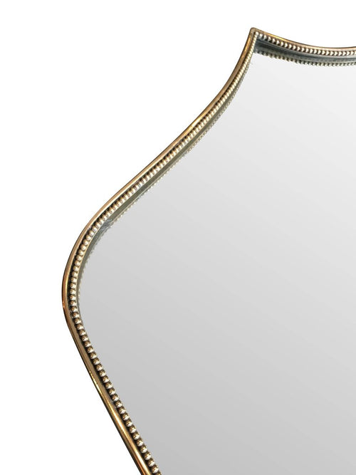 Mid Century Italian Shield mirror with brass surround