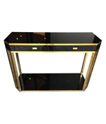 JEAN CLAUDE MAHEY BLACK LACQUER AND BRASS CONSOLE