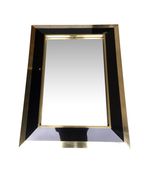 JEAN CLAUDE MAHEY BRASS AND BLACK LACQUER MIRROR