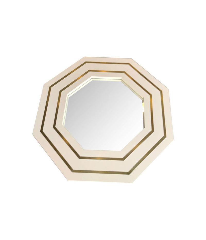 JEAN CLAUDE MAHEY IVORY LACQUERED OCTAGONAL MIRROR