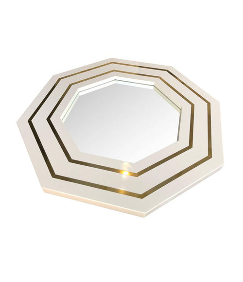 JEAN CLAUDE MAHEY IVORY LACQUERED OCTAGONAL MIRROR