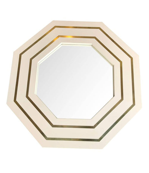 JEAN CLAUDE MAHEY IVORY LACQUERED OCTAGONAL MIRROR